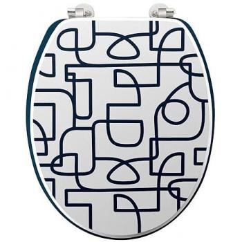Abattant WC Labyrinthe 37 x 46 cm MDF avec charnières métalliques