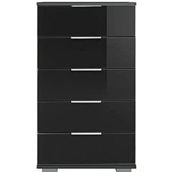 ELSTRA-43 Kommode in graphit mit schwarzem Glas