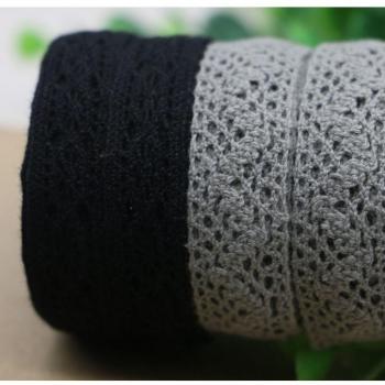 Encaje de Algodón para Bodas, 10 Yardas en Negro y Gris