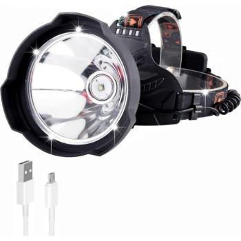 Luz de Cabeza Potente LED 7500 Lúmenes, Recargable por USB con Batería 18650
