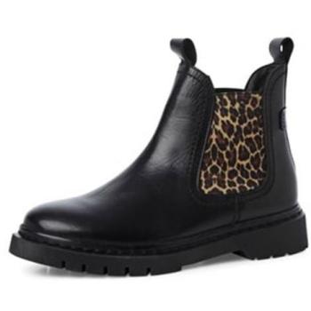 Tamaris Women's Black/Leopard Leather Ankle Boots