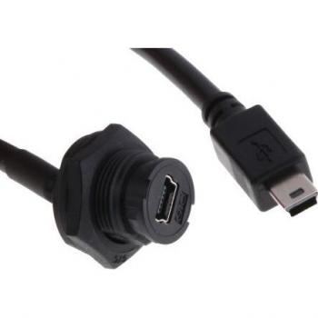 RS PRO Cable USB Negro 200mm Mini B Macho a Mini B Hembra