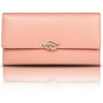 Portefeuille Femme Cuir Véritable Grande Capacité Rouge