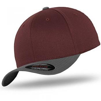 Maroon FlexFit BB Dunkelgrau (L/XL) mit UrbanDreamz Totenkopf-Bandana