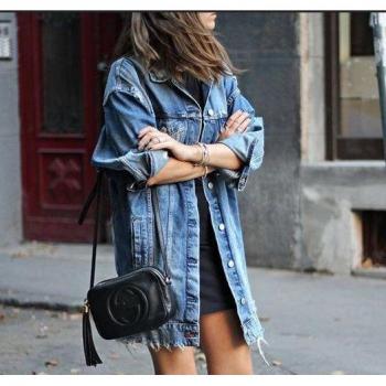 Veste Longue en Denim Style Streetwear
