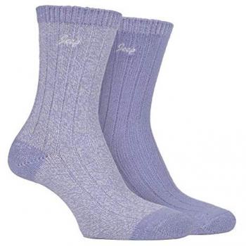 Jeep Women’s Purple Supersoft Cable Hiking Boot Socks – 2 Pack (UK 4-6.5)