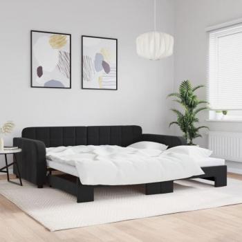 Nido Sofá Convertible en Terciopelo Negro 100x200 – Furniture Limited