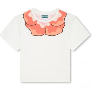 T-shirt Kenzo KIDS Fille Blanc 12A à Col Fantaisie
