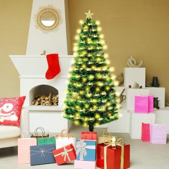 Árbol Navideño LED + Fibra Óptica Baya Roja 120 cm