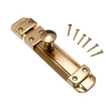 Secure Tower Bolt Slide Door Lock 150mm Polished Brass with Screws