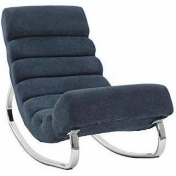 Poltrona a dondolo blu design effetto velluto