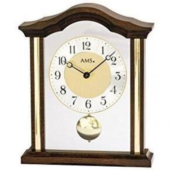 AMS „T1174/1“ Pendeltischuhr, Nussbaumholz für Wohnzimmer und Essbereich