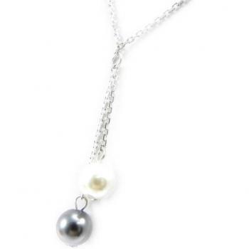 Les Trésors De Lily Perla Gray & White Rhodium Silver Pendant Chain
