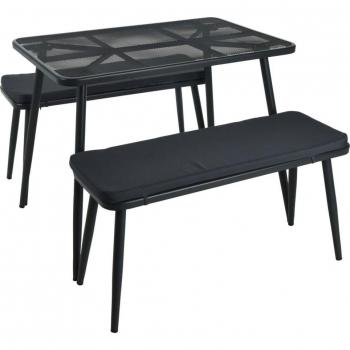 Table & Bancs Garde‑Soleil Gris Foncé