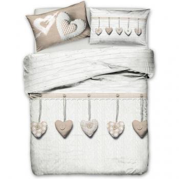Linea Cuore Appeso: Copripiumino 2x1 – Beige, 100% Cotone, Design Elegante