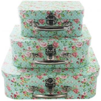 Pack of Three Rose-Printed Paper Holders