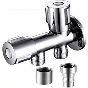 Brass G1/2 Double Handle Angle Valve with Dual Outlet