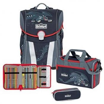 Scout Sunny Schulrucksack‑Komplettset 4 Stück – Black Dragon