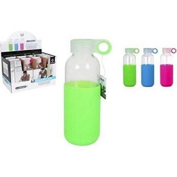 Botella Sport Agua Vidrio Silicona 400 ml Bewinner