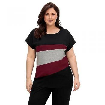 Sheego T-Shirt mit Farbblock‑Design – Oversized, Schwarz, Gr. 40/42