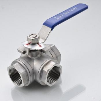 DN15 SS304 L-Type 3-Way T Flow Ball Valve 1/2 BSP Female Stainless Steel