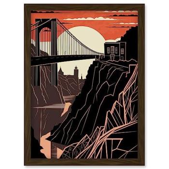 Artery8 Clifton Sunset Line Art – A4 Frame in Brown