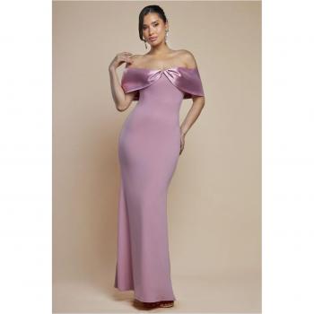 Goddiva’s Blush Pink Satin Twist Knot Maxidress