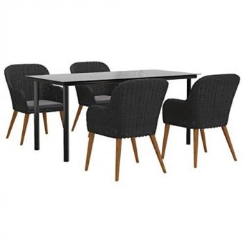 Comedor al Aire Libre VidaXL 5 piezas, cojines en negro