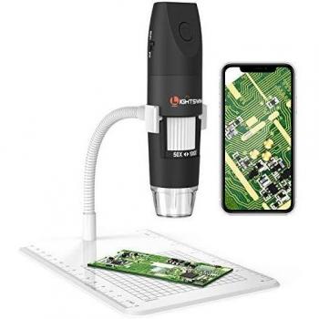 Mini Digital Microscope, Lightswim Portable USB Microscope with HD 1080P Camera and 50-1000x Zoom, Including 8 Adjustable LED Lights for iOS/Android Devices and PC (Black)
