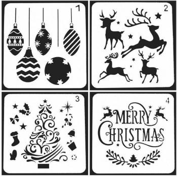 8-Piece Christmas Stencil Set for Scrapbooking