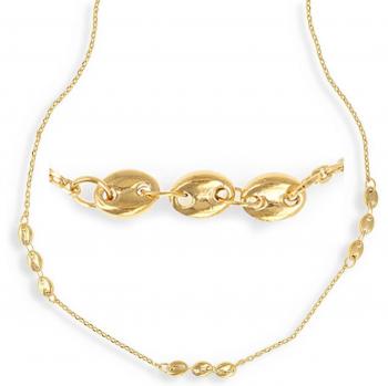 Gold Plated 'Grain de Café' Bracelet Chain by Les Trésors De Lily, 45 cm Length