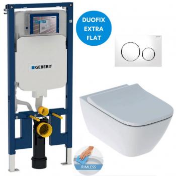 Geberit Rimless Toilet Set with Duofix Extra-Flat Frame and Soft-Close Seat