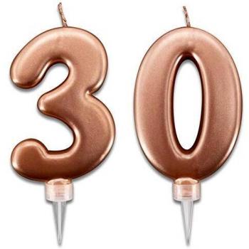 Candeline per Torta 30 Anni Rosa Gold