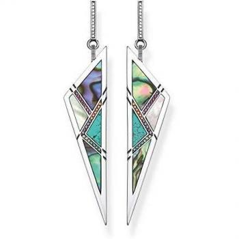 Thomas Sabo Ohrstecker 925 Silber – Ethno Dreieck Design aus Perlmutt, Glas, Keramik und Stein (H2050‑987‑7)