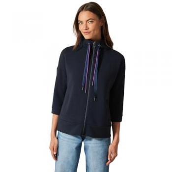 CECIL 3/4-Sweatjacke Damen XXL Blau – casual, unifarben, gerade Schnitt