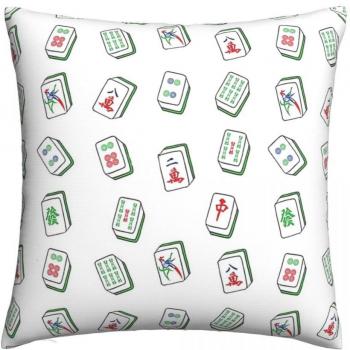 Cubierta de almohada de azulejos Mahjong