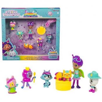 Gabby's Dollhouse, Set Deluxe con Personaggi a Tema Festa, 5 Gattini e Accessori per la Casa delle Bambole, Giocattoli per Bambini 3+ Anni