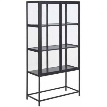 Seaford 2-Door Glass Display Cabinet in Black