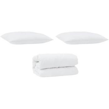 VidaXL Set di cuscini e piumoni 3 pezzi in microfibra bianca
