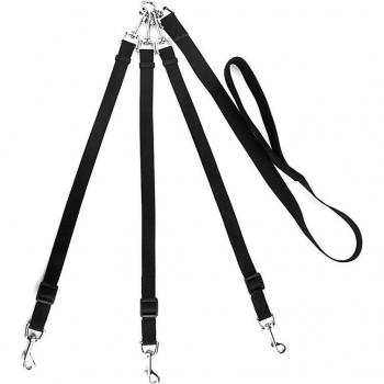 3-Wege-Hundeleine aus Nylon, einstellbarer Koppler, abnehmbar, 3 in 1 für mehrere Haustiere (Schwarz)