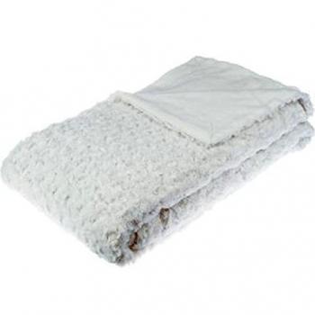 Plaid en fausse fourrure bouclée Ecru, L.230 x l.180 cm