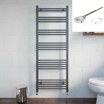 Dual Fuel Anthracite Heated Towel Radiator 1600 x 600mm