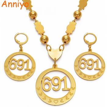 Anniyo Women's Big Pendant Bead Necklace and Earrings