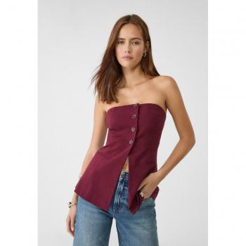 Stradivarius Top Elegante con Bottoni – Colore Granata S