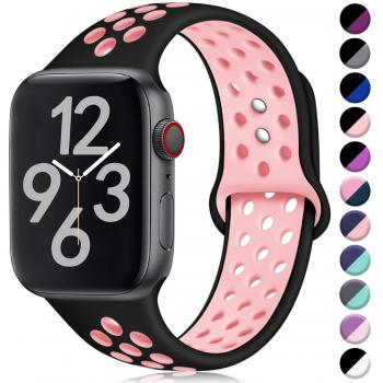 Cinturino Ricambio Apple Watch – Serie 4/3/2/1, 42mm 44mm, Nero & Rosa