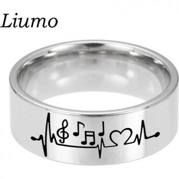 316L Stainless Steel Music Heart Ring