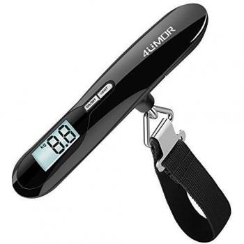 Gepäckwaage digital, 4UMOR Handheld Waage mit beleuchtetem Display, 110 lbs / 50 kg, Schwarz