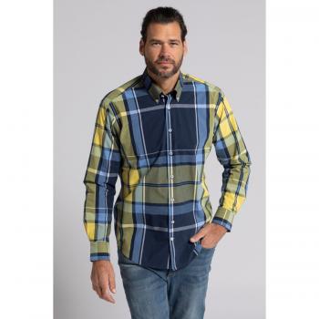 Camicia a quadri blu per uomo maniche lunghe taglia L colletto button-down cotone JP1880