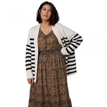 Damen Strickjacke in großen Größen, beige, Größe 54/56, aus synthetischen Fasern