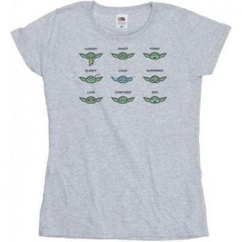 T-shirt grigia Mandalorian Grogu Mood per donne